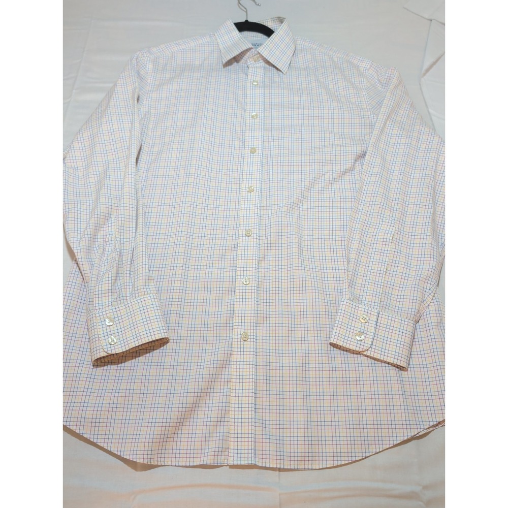 Charles Tyrwhitt Dress Shirt Mens 17 35 Slim Fit Plaid Check Non Iron Cotton
